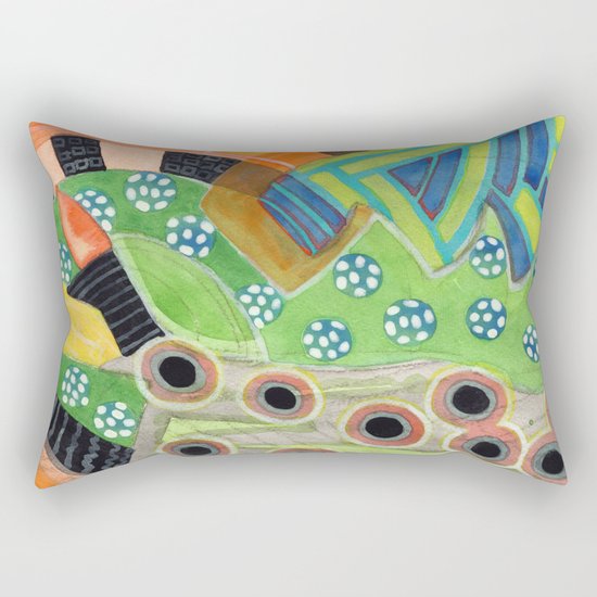 Curves and Patterns with Red Light Bulb Rectangular Pillow