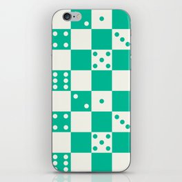 Checkered Dice Pattern (Creamy Milk & Fresh Mint Green Color Palette) iPhone Skin