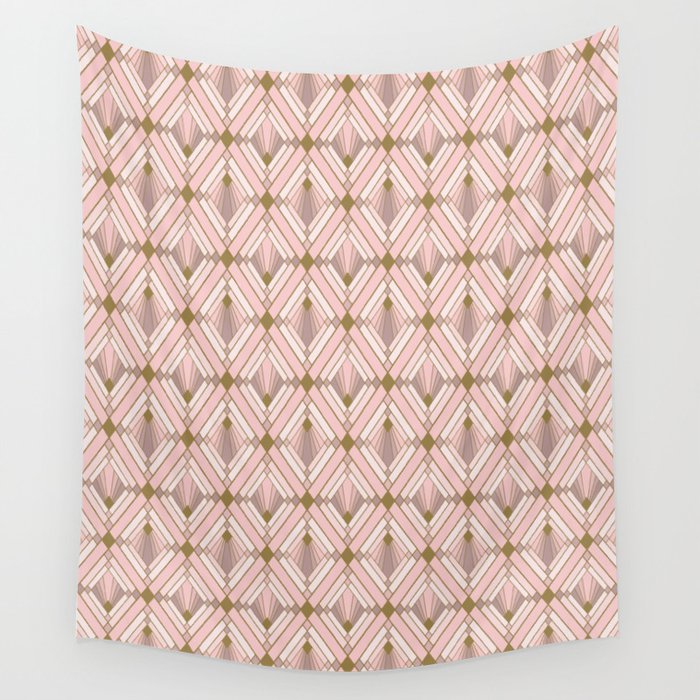 Jaime's Blush and Gold Diamonds Wall Tapestry