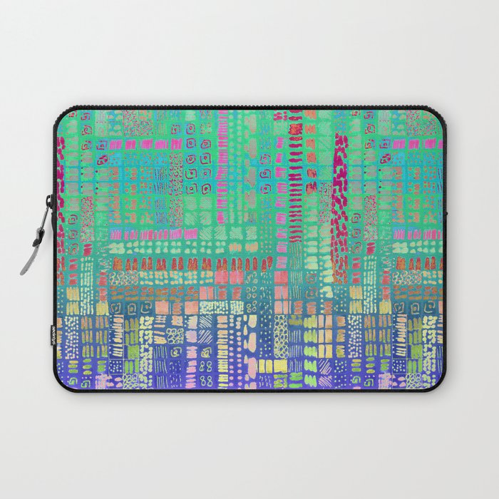 mint pink blue batik inspired ink marks hand-drawn collection Laptop Sleeve