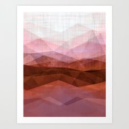 Misty Mountains Triangle Painting On Warm Colored Cloth Art Print