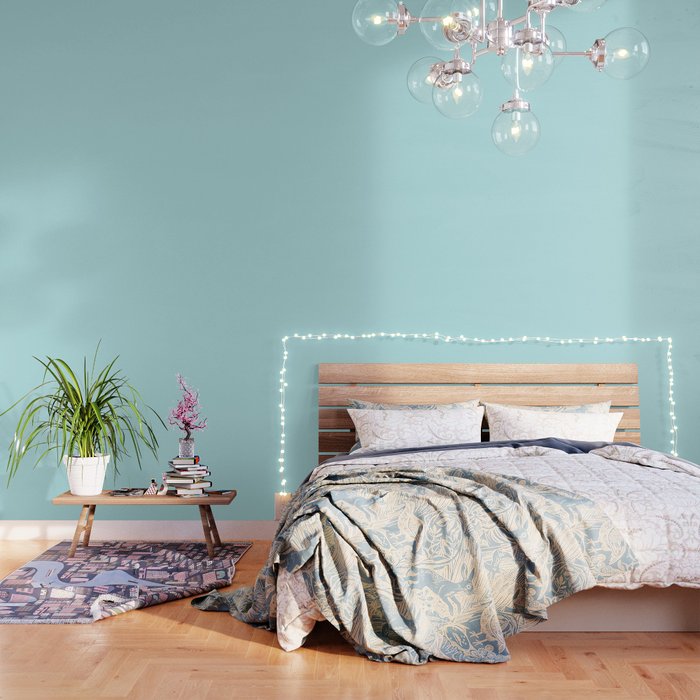 Pastel Turquoise Blue Solid Color Block Spring Summer Wallpaper