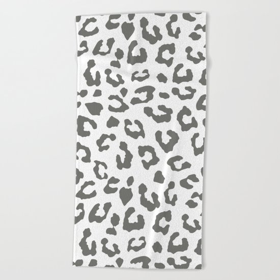 Safari Leopard Print - Grey & White Beach Towel