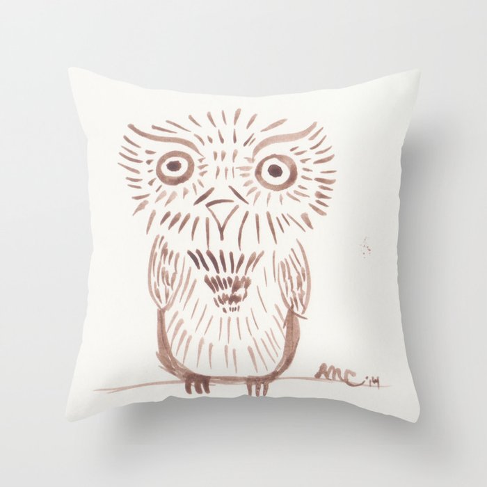 Ink Owl Throw Pillow