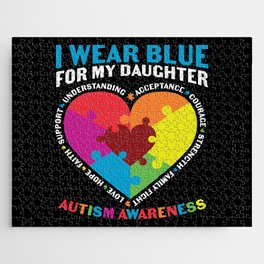 I Wear Blue For My Daughter Autism Awareness Jigsaw Puzzle