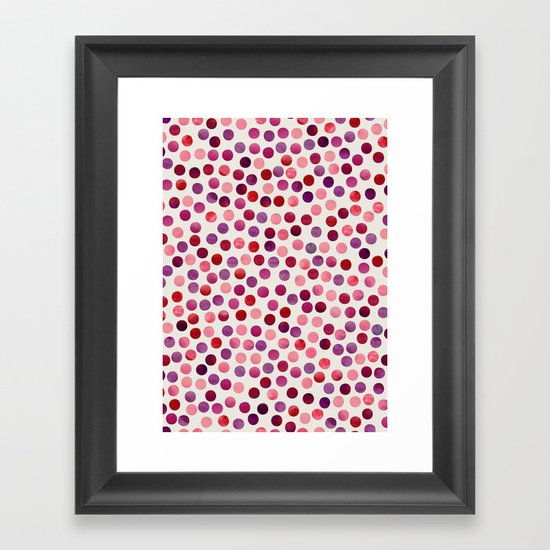 Watercolor Dots_Berry by zJacqueline and Garima Framed Art Print