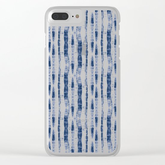Shibori Stripes 2 Indigo Blue Clear iPhone Case