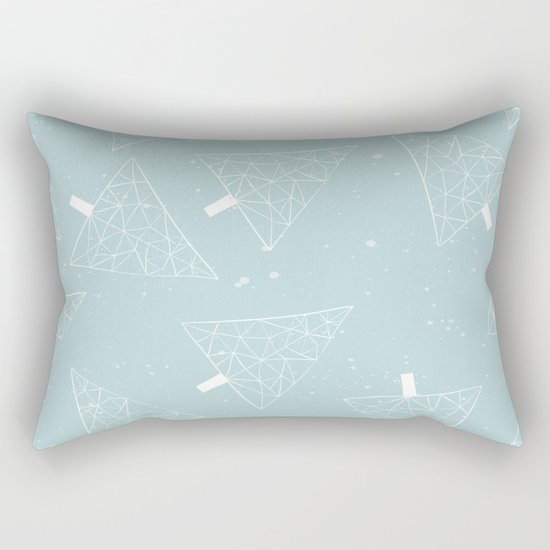 Christmas Trees Light Blue Rectangular Pillow