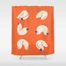 Fortune Cookies in Red and Blue Shower Curtain