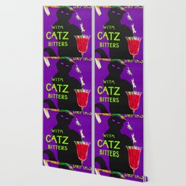 Mix Your Drinks with Catz (Cats) Bitters Aperitif Liquor Vintage Advertising Poster in purple Wallpaper