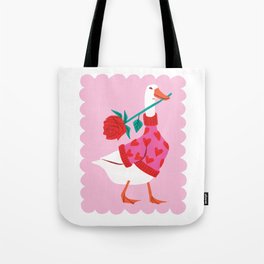 Romantic Goose Wearing a Sweater Tote Bag