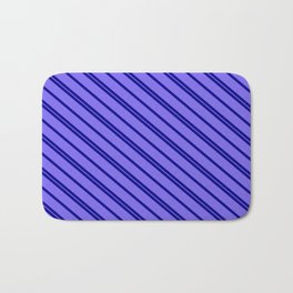 [ Thumbnail: Dark Blue & Medium Slate Blue Colored Lines/Stripes Pattern Bath Mat ]