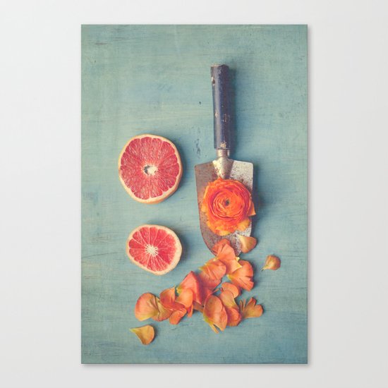 Grapefruit and Flowers Canvas Print