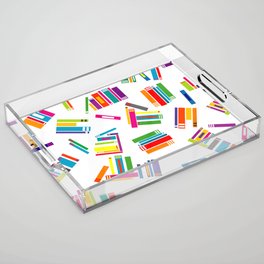 Wrapping paper with colored books Acrylic Tray