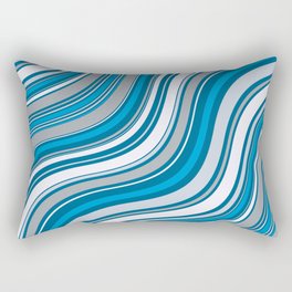 70s Wavy Lines| Blue, Grey and White Rectangular Pillow