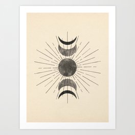 Boho sun and moon Art Print