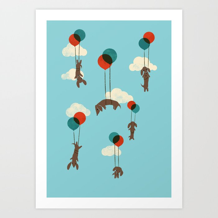 Flight of the Wiener Dogs Art Print