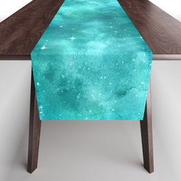 Teal Galaxy Painting Table Runner