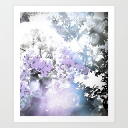 Watercolor Floral Lavender Teal Gray Art Print