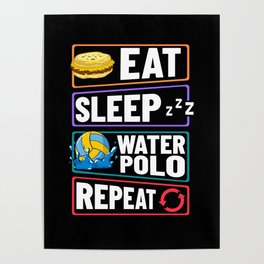 Water Polo Ball Player Cap Goal Game Poster