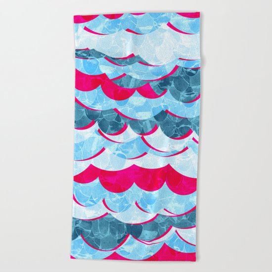 Abstract Sea Waves Design Beach Towel