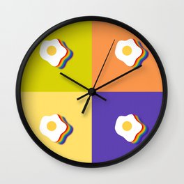 Rainbow fried egg patchwork 3 Wall Clock
