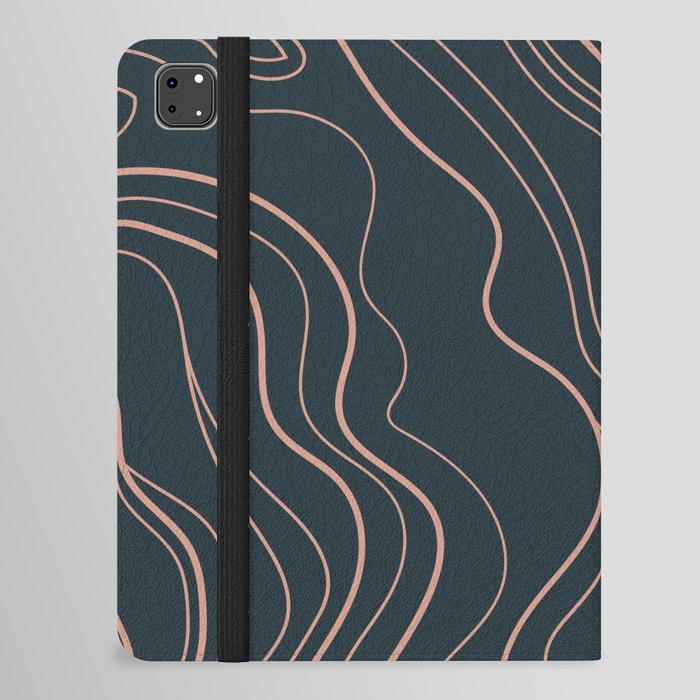 Rose Gold and Blue Abstract iPad Folio Case
