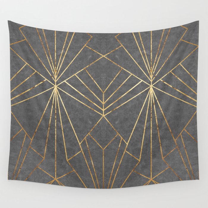 Art Deco in Textured Grey Large Scale Wall Tapestry by