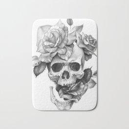 Black and white Skull and Roses Badematte