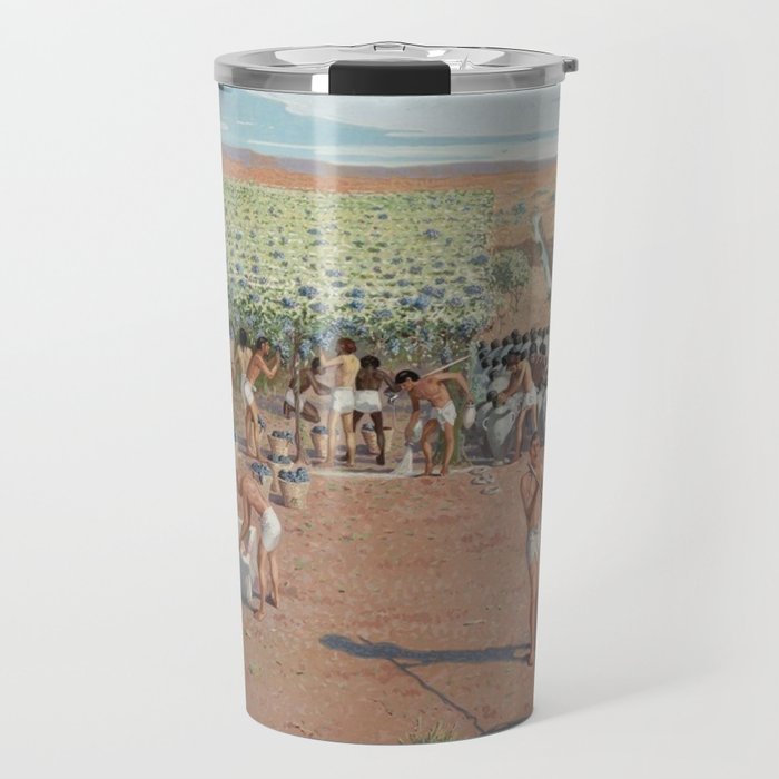 Classical Masterpiece Egyptian Laborers Harvest Grapes by Herbert Herget Travel Mug