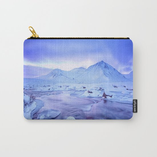 Freezing Mountain Lake Landscape : Blue Carry-All Pouch