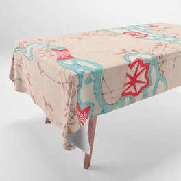 Leaves on Water Abstract Vintage Japanese Retro Pattern Tablecloth