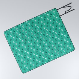 White and green anchors Picnic Blanket
