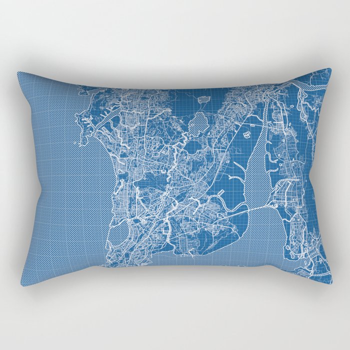 Mumbai City Map of India - Blueprint Rectangular Pillow