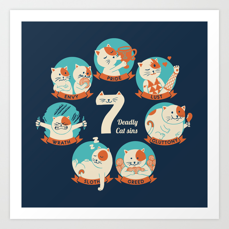Cats Seven Deadly Sins Art Print By Coffee Man Society6 Cats Seven Deadly Sins Art Print By Coffee Man Society6