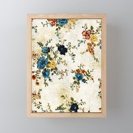 Granny's Bourgeois Burlap Beige Blossoms Framed Mini Art Print