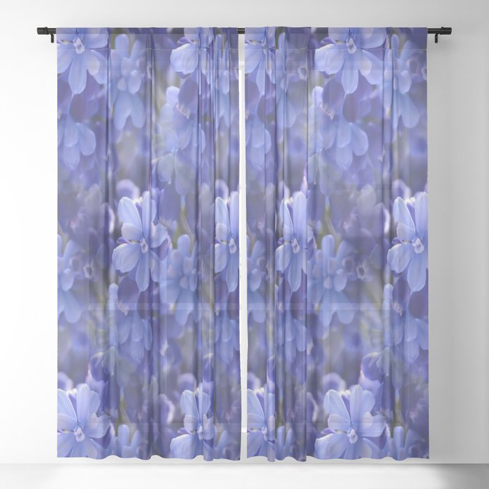 Blue Flowers Sheer Curtain