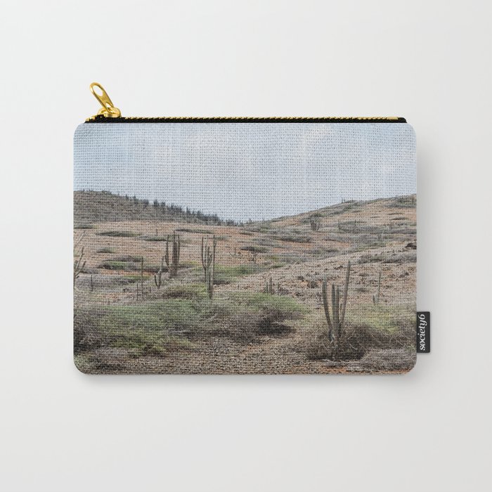 The dry rocky desert of Aruba with cacti and warm earthy colors Carry-All Pouch