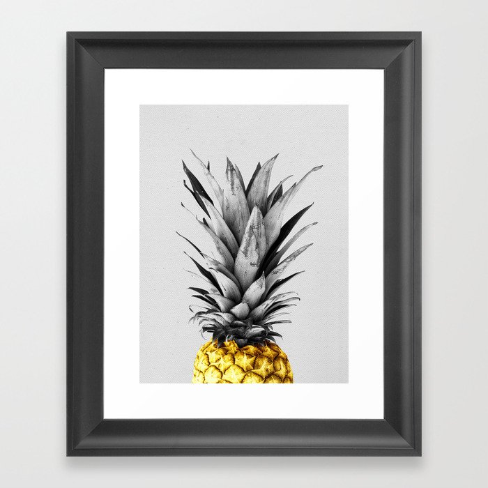Gray and golden pineapple Framed Art Print