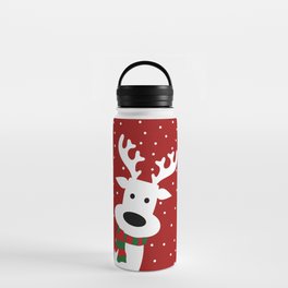 Reindeer in a snowy day (red) Water Bottle