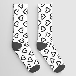 White and black hearts for Valentines day Socks