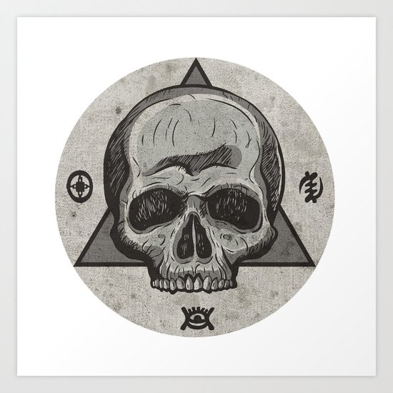 Skull & symbols Art Print