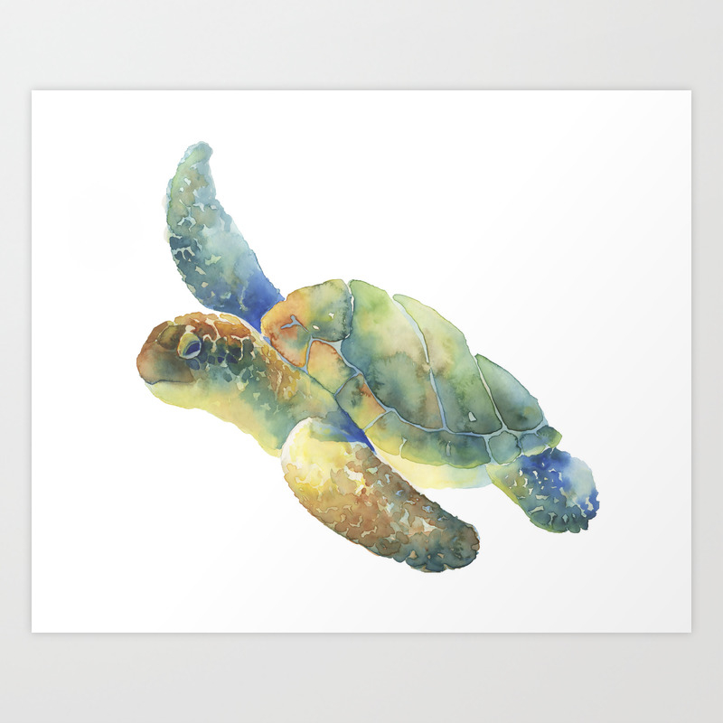 Sea Turtle Watercolor Art Print By Katrinapete Society6