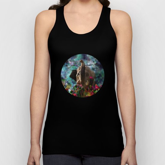 Elephant in Fractal Jungle Unisex Tank Top