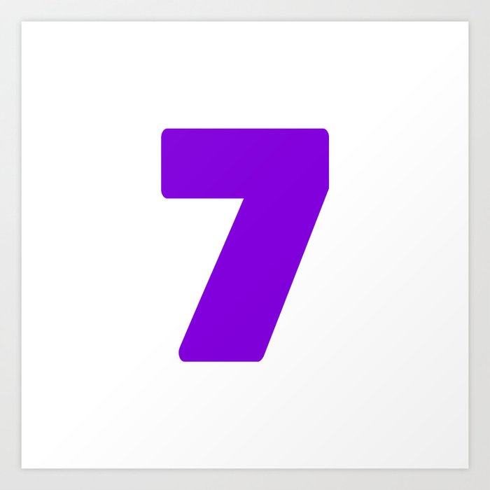 7 (Violet & White Number) Art Print