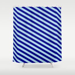 [ Thumbnail: Dark Blue & Light Blue Colored Lines/Stripes Pattern Shower Curtain ]