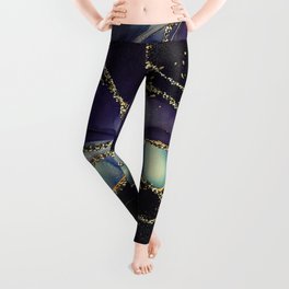 Currents of translucent hues, snaking metallic swirls, and foamy sprays of color shape the landscape of these free-flowing textures. Natural luxury abstract fluid art painting in alcohol ink technique Leggings