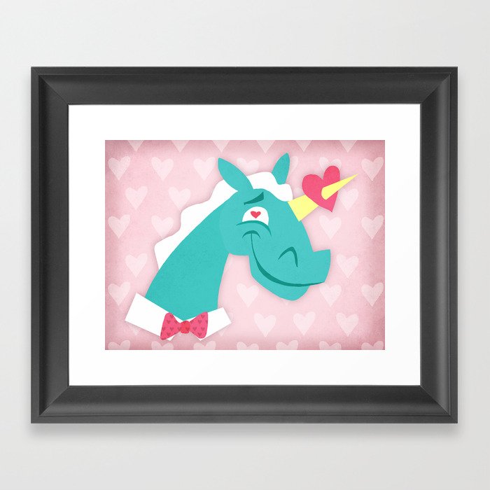Unicorn Struck by Love Framed Art Print