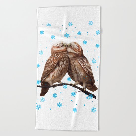 Winter Owls Beach Towel