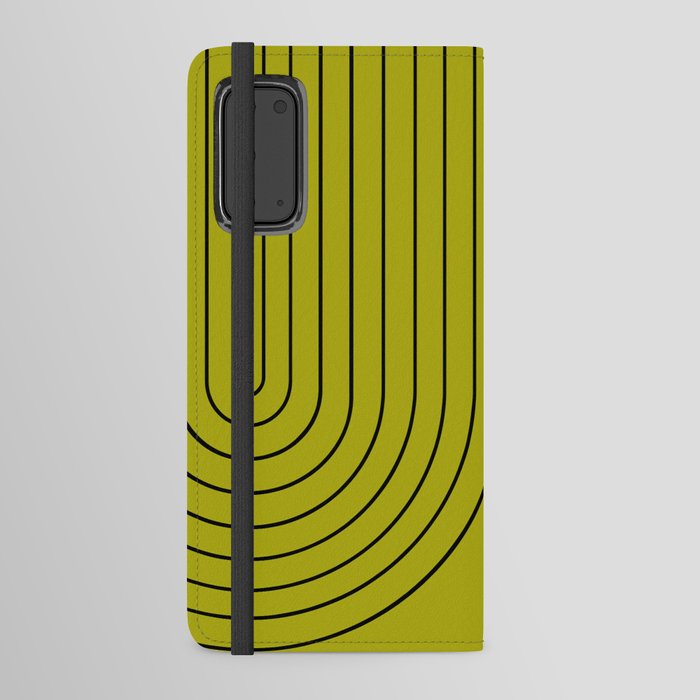 Minimal Line Curvature XXXII Chartreuse Mid Century Modern Arch Abstract Android Wallet Case
